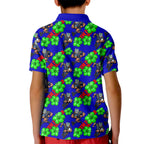 New Zealand Warriors Kid Polo Shirt Tropical Hibiscus Floral Seamless Rugby Mascot