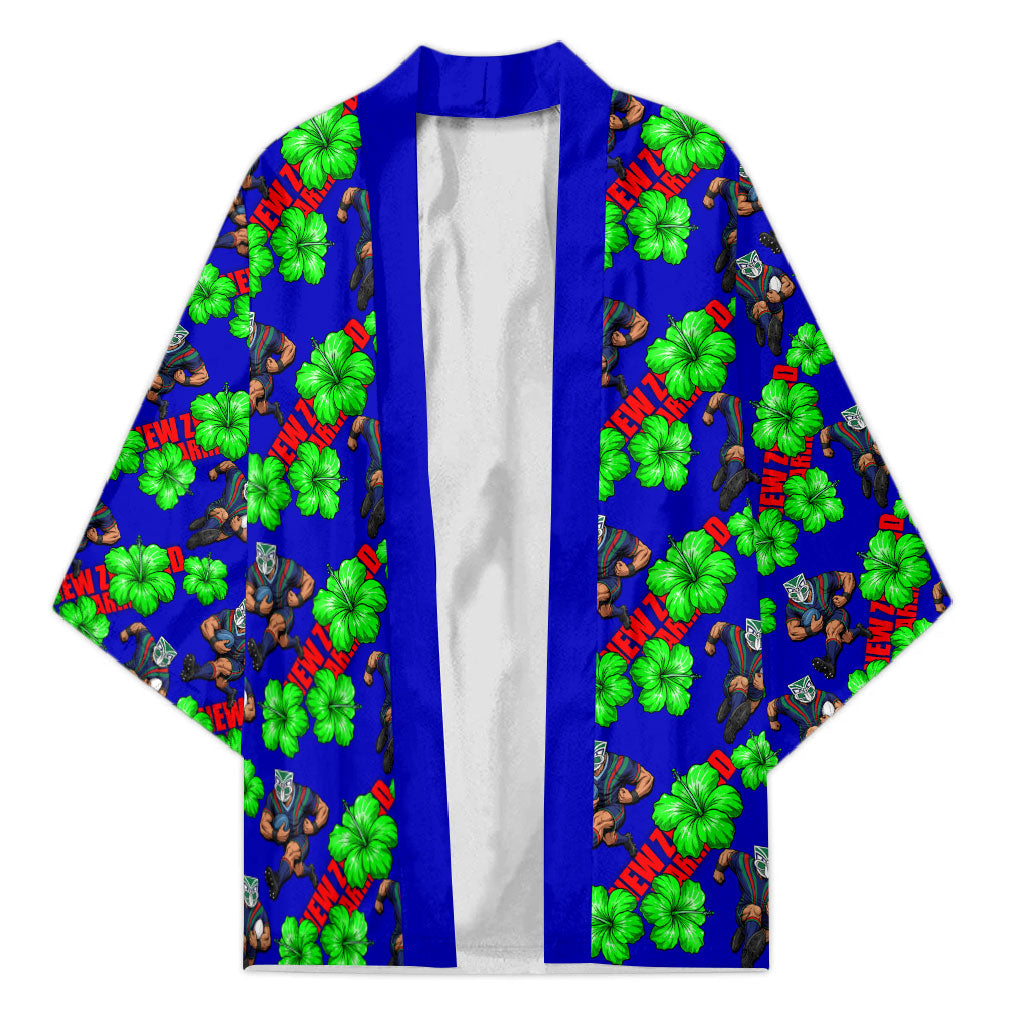 New Zealand Warriors Kimono Tropical Hibiscus Floral Seamless Rugby Mascot