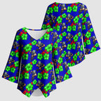 New Zealand Warriors Kimono Sleeve Blouse Tropical Hibiscus Floral Seamless Rugby Mascot