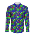 New Zealand Warriors Long Sleeve Button Shirt Tropical Hibiscus Floral Seamless Rugby Mascot