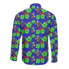 New Zealand Warriors Long Sleeve Button Shirt Tropical Hibiscus Floral Seamless Rugby Mascot