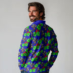 New Zealand Warriors Long Sleeve Polo Shirt Tropical Hibiscus Floral Seamless Rugby Mascot