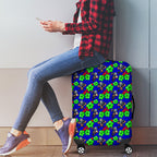 New Zealand Warriors Luggage Cover Tropical Hibiscus Floral Seamless Rugby Mascot