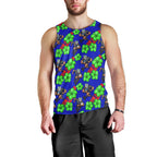 New Zealand Warriors Men Tank Top Tropical Hibiscus Floral Seamless Rugby Mascot
