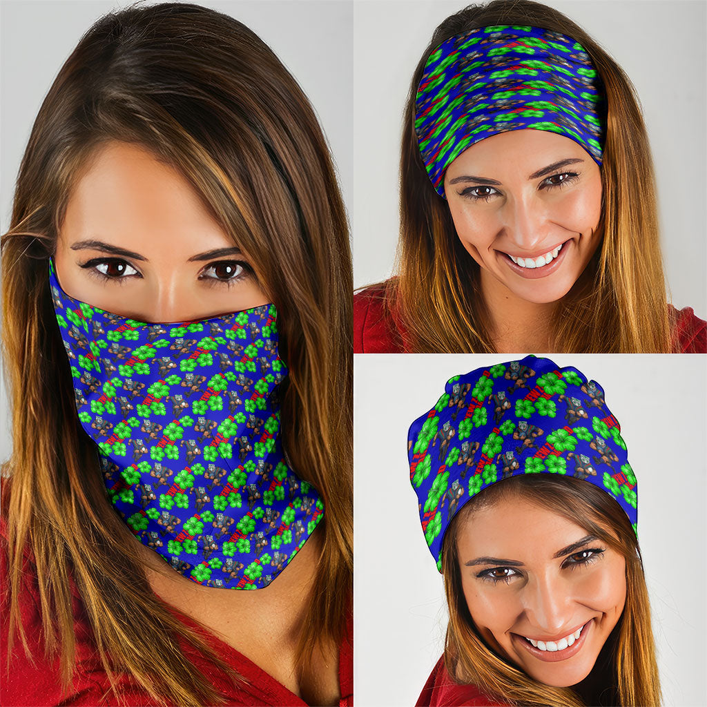 New Zealand Warriors Neck Gaiter Tropical Hibiscus Floral Seamless Rugby Mascot