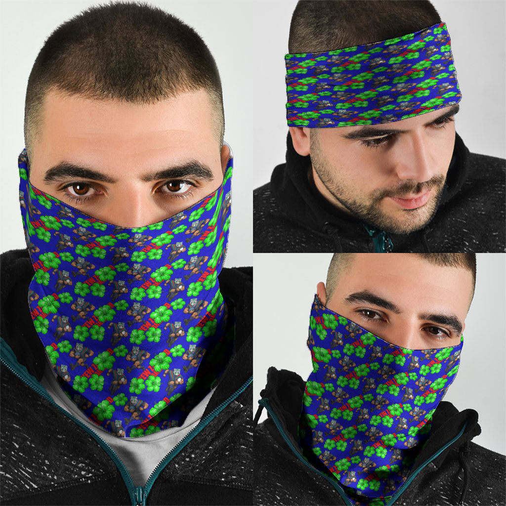 New Zealand Warriors Neck Gaiter Tropical Hibiscus Floral Seamless Rugby Mascot
