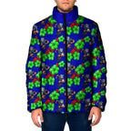 New Zealand Warriors Padded Jacket Tropical Hibiscus Floral Seamless Rugby Mascot