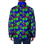 New Zealand Warriors Padded Jacket Tropical Hibiscus Floral Seamless Rugby Mascot