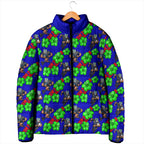 New Zealand Warriors Padded Jacket Tropical Hibiscus Floral Seamless Rugby Mascot