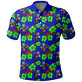 New Zealand Warriors Polo Shirt Tropical Hibiscus Floral Seamless Rugby Mascot