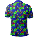 New Zealand Warriors Polo Shirt Tropical Hibiscus Floral Seamless Rugby Mascot