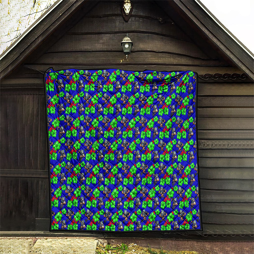 New Zealand Warriors Quilt Tropical Hibiscus Floral Seamless Rugby Mascot