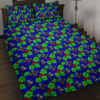 New Zealand Warriors Quilt Bed Set Tropical Hibiscus Floral Seamless Rugby Mascot