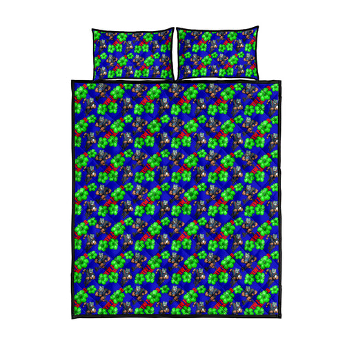 New Zealand Warriors Quilt Bed Set Tropical Hibiscus Floral Seamless Rugby Mascot