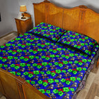 New Zealand Warriors Quilt Bed Set Tropical Hibiscus Floral Seamless Rugby Mascot