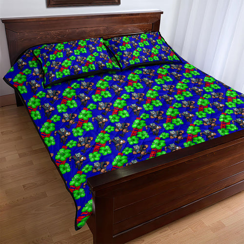 New Zealand Warriors Quilt Bed Set Tropical Hibiscus Floral Seamless Rugby Mascot