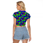 New Zealand Warriors Raglan Cropped T Shirt Tropical Hibiscus Floral Seamless Rugby Mascot