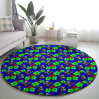 New Zealand Warriors Round Carpet Tropical Hibiscus Floral Seamless Rugby Mascot