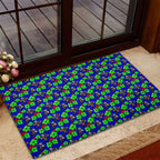 New Zealand Warriors Rubber Doormat Tropical Hibiscus Floral Seamless Rugby Mascot