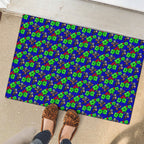 New Zealand Warriors Rubber Doormat Tropical Hibiscus Floral Seamless Rugby Mascot