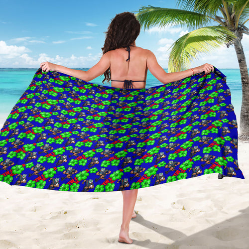 New Zealand Warriors Sarong Tropical Hibiscus Floral Seamless Rugby Mascot