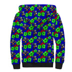 New Zealand Warriors Sherpa Hoodie Tropical Hibiscus Floral Seamless Rugby Mascot
