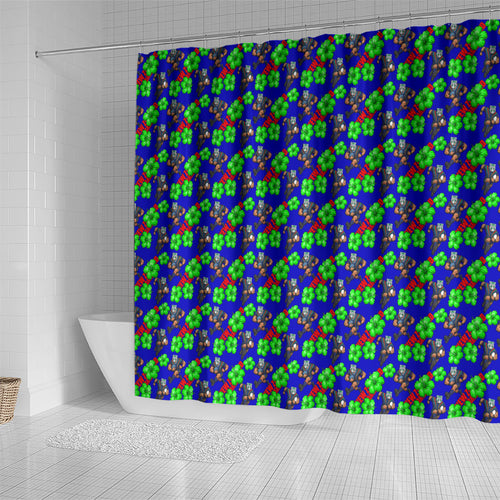 New Zealand Warriors Shower Curtain Tropical Hibiscus Floral Seamless Rugby Mascot