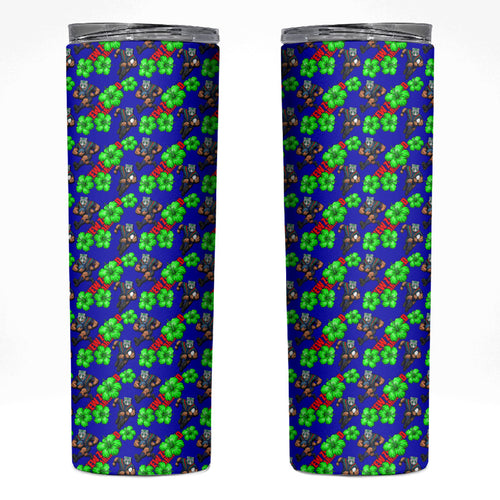 New Zealand Warriors Skinny Tumbler Tropical Hibiscus Floral Seamless Rugby Mascot