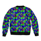New Zealand Warriors Sleeve Zip Bomber Jacket Tropical Hibiscus Floral Seamless Rugby Mascot