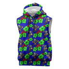 New Zealand Warriors Sleeveless Hoodie Tropical Hibiscus Floral Seamless Rugby Mascot
