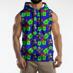 New Zealand Warriors Sleeveless Hoodie Tropical Hibiscus Floral Seamless Rugby Mascot