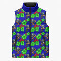 New Zealand Warriors Sleeveless Puffer Jacket Tropical Hibiscus Floral Seamless Rugby Mascot