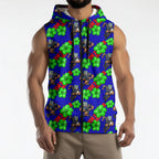 New Zealand Warriors Sleeveless Zip Hoodie Tropical Hibiscus Floral Seamless Rugby Mascot