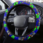 New Zealand Warriors Steering Wheel Cover Tropical Hibiscus Floral Seamless Rugby Mascot