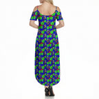New Zealand Warriors Summer Maxi Dress Tropical Hibiscus Floral Seamless Rugby Mascot