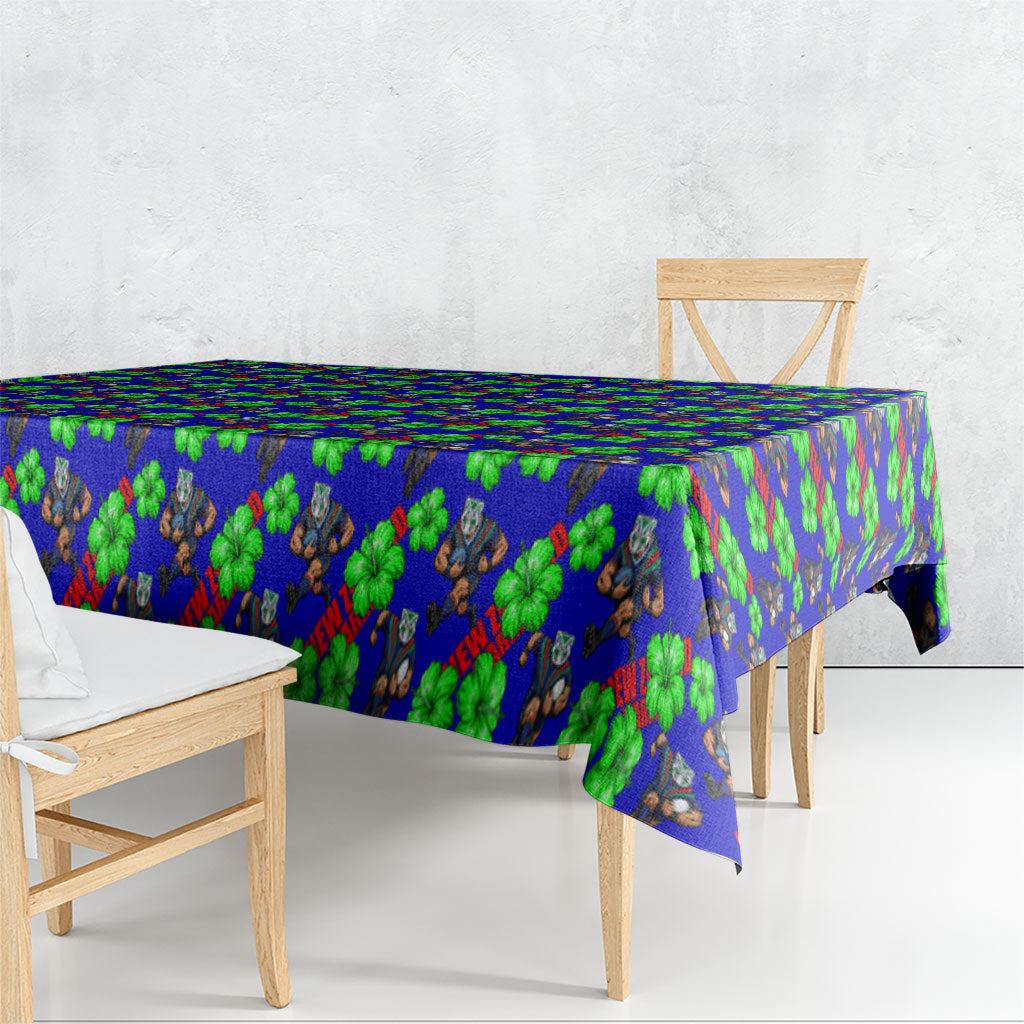 New Zealand Warriors Tablecloth Tropical Hibiscus Floral Seamless Rugby Mascot