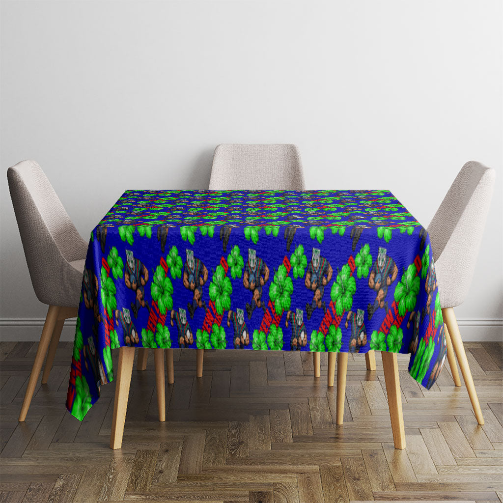 New Zealand Warriors Tablecloth Tropical Hibiscus Floral Seamless Rugby Mascot