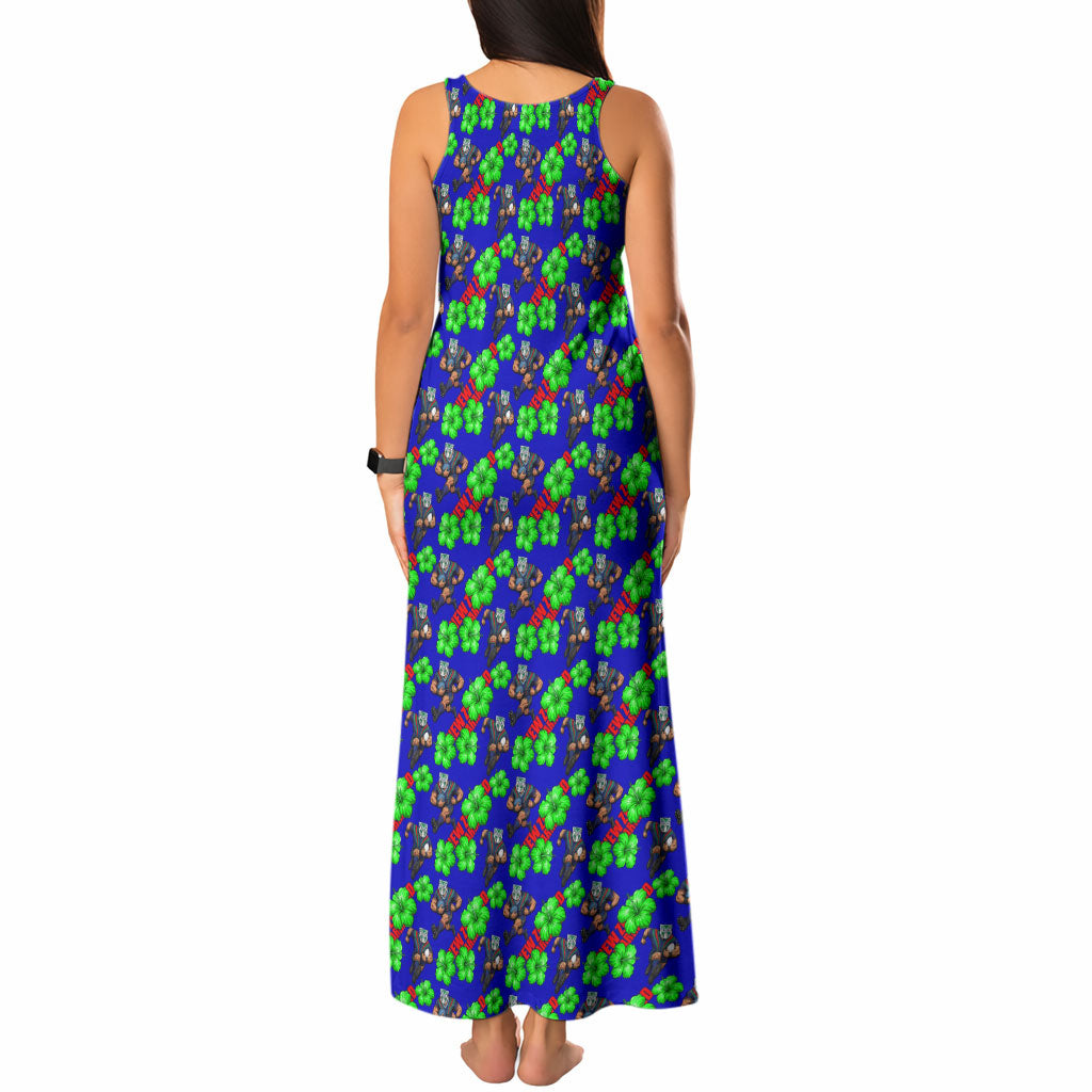 New Zealand Warriors Tank Maxi Dress Tropical Hibiscus Floral Seamless Rugby Mascot
