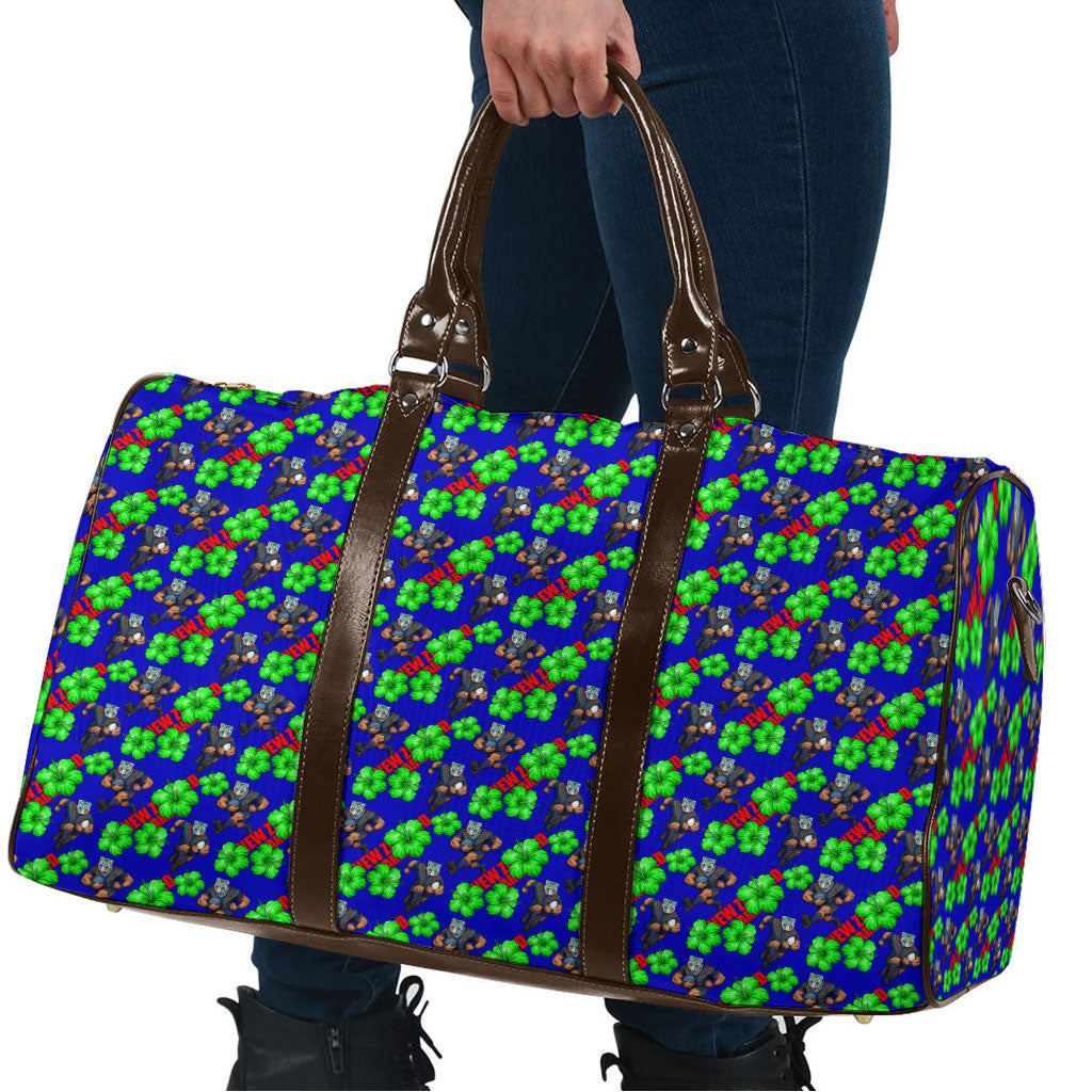 New Zealand Warriors Travel Bag Tropical Hibiscus Floral Seamless Rugby Mascot