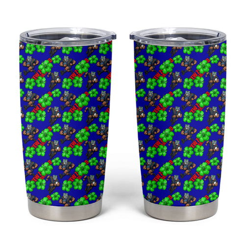 New Zealand Warriors Tumbler Cup Tropical Hibiscus Floral Seamless Rugby Mascot