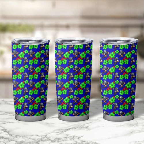New Zealand Warriors Tumbler Cup Tropical Hibiscus Floral Seamless Rugby Mascot