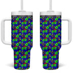 New Zealand Warriors Tumbler With Handle Tropical Hibiscus Floral Seamless Rugby Mascot