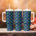 New Zealand Warriors Tumbler With Handle Tropical Hibiscus Floral Seamless Rugby Mascot