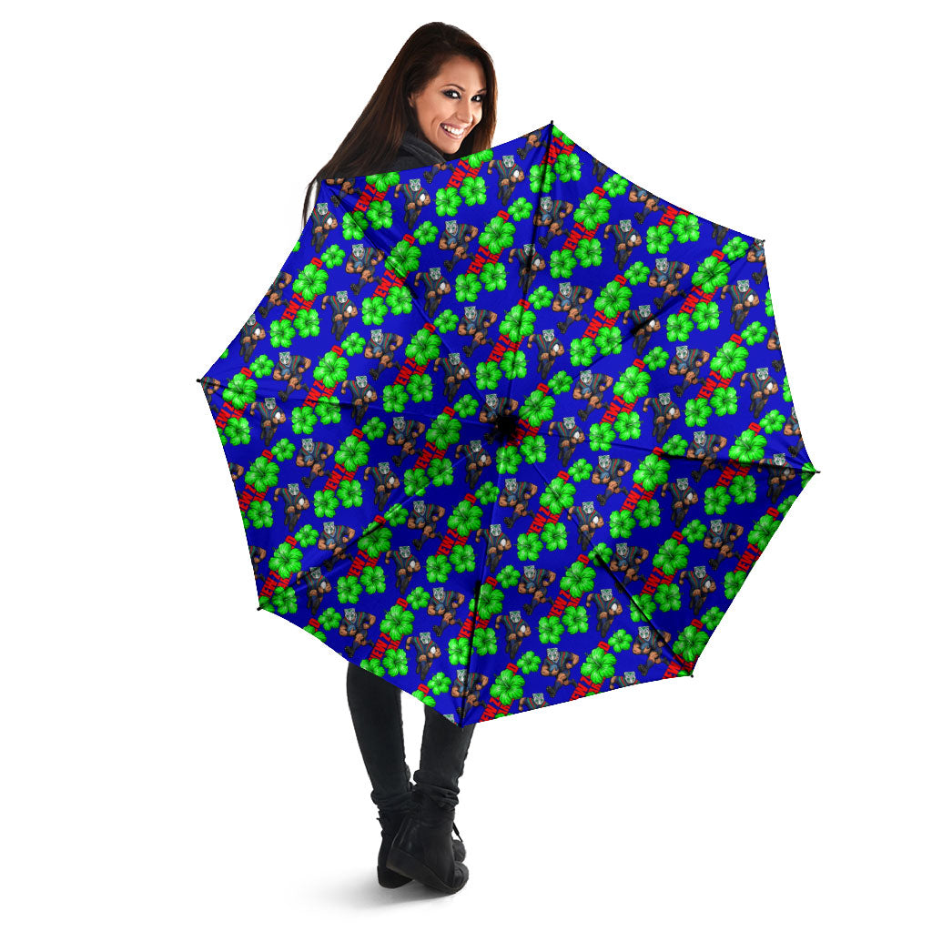 New Zealand Warriors Umbrella Tropical Hibiscus Floral Seamless Rugby Mascot