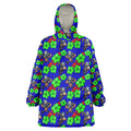 New Zealand Warriors Wearable Blanket Hoodie Tropical Hibiscus Floral Seamless Rugby Mascot