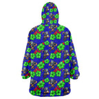 New Zealand Warriors Wearable Blanket Hoodie Tropical Hibiscus Floral Seamless Rugby Mascot