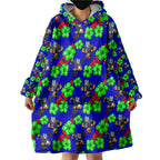 New Zealand Warriors Wearable Blanket Hoodie Tropical Hibiscus Floral Seamless Rugby Mascot