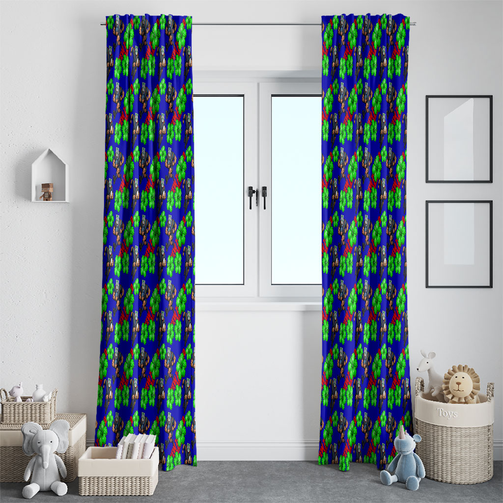 New Zealand Warriors Window Curtain Tropical Hibiscus Floral Seamless Rugby Mascot
