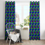 New Zealand Warriors Window Curtain Tropical Hibiscus Floral Seamless Rugby Mascot