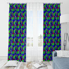 New Zealand Warriors Window Curtain Tropical Hibiscus Floral Seamless Rugby Mascot